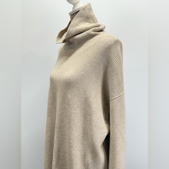 FREE PEOPLE Beige ribbed oversized turtleneck Sweater size M - Picture 4 of 12